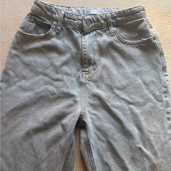 Ella Woman Silvery Metallic Wide-Leg Denim Jeans - Picture 4 of 9